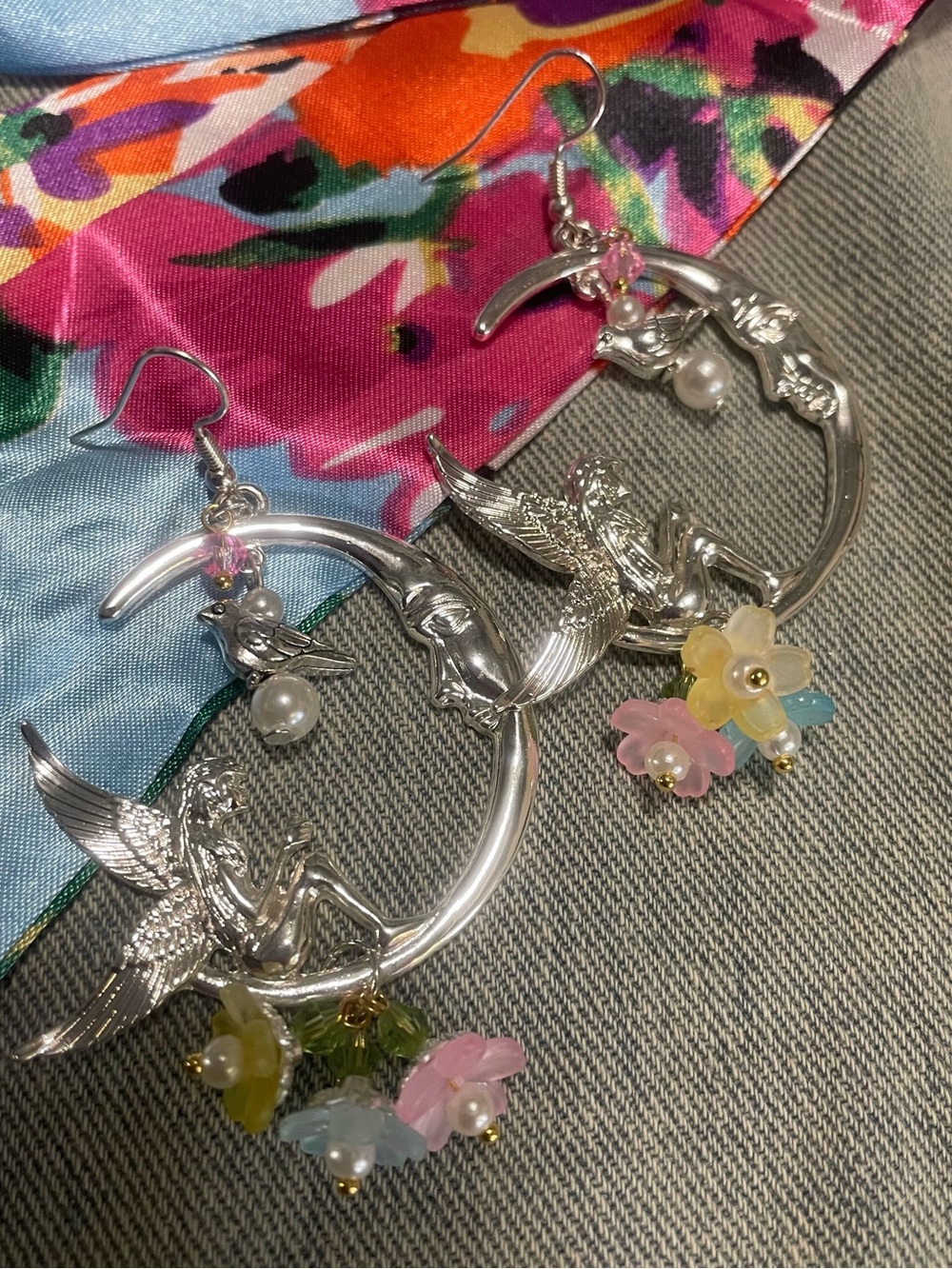 Moon Fairy Earrings Hand Crafted OOAK - Picture 4 of 8